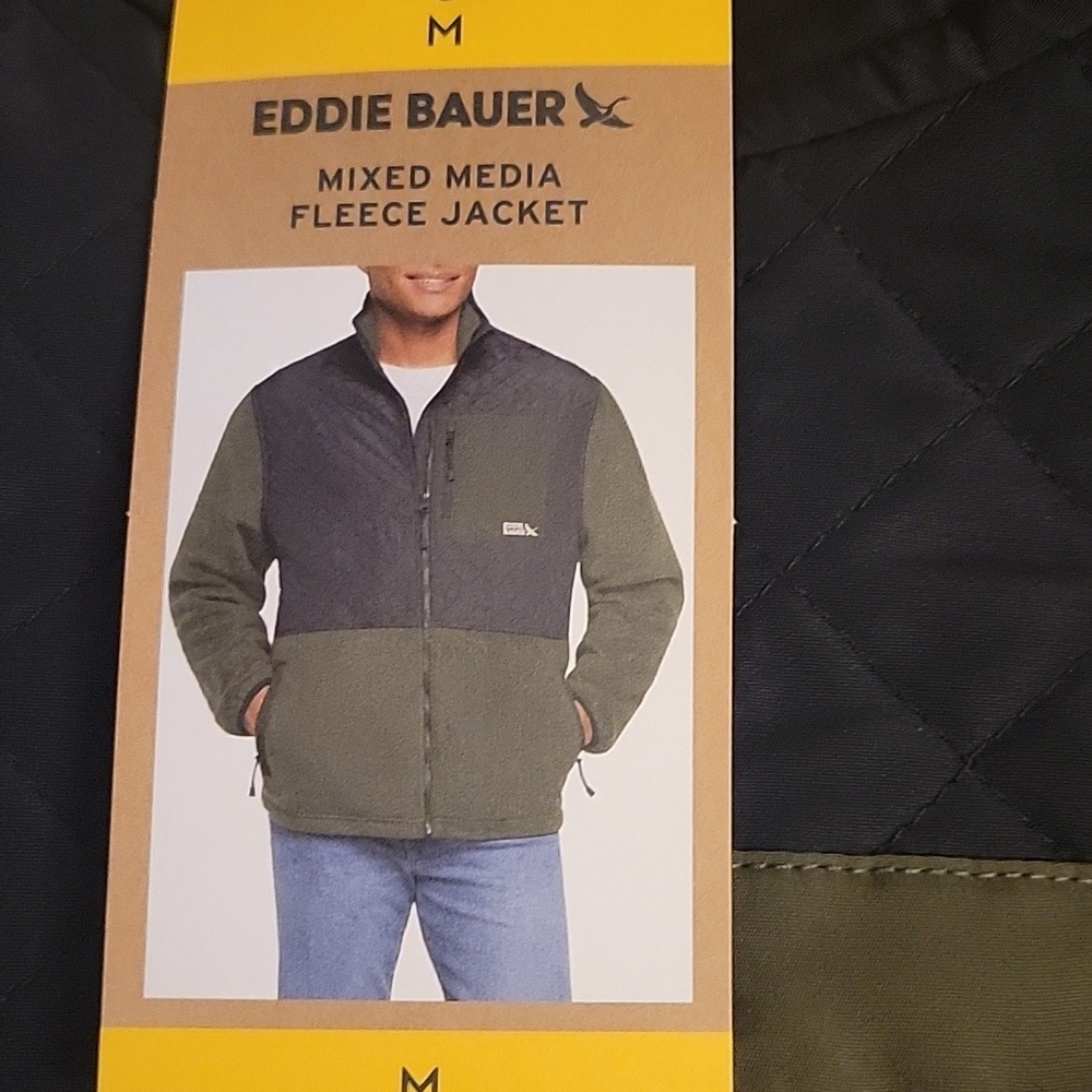 Eddie Bauer Olive Mixed Media Fleece Jacket - Picture 2 of 3